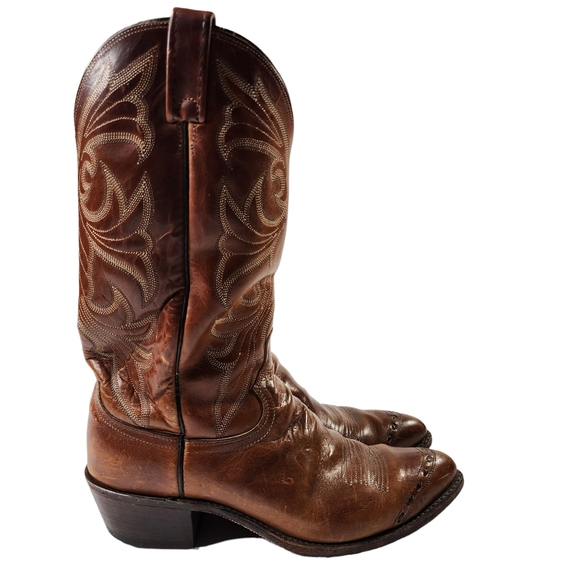 DAN POST MENS BROWN LEATHER WESTERN/COWBOY BOOTS SZ 9 D STYLE 233086/16625 - Picture 2 of 10